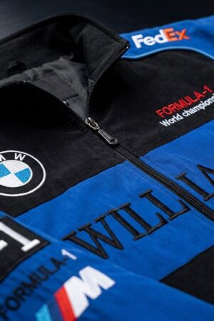Williams BMW F1 Racing Jacket – Blue & Black Motorsport Bomber Jacket