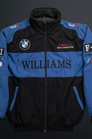 Williams BMW F1 Racing Jacket – Blue & Black Motorsport Bomber Jacket