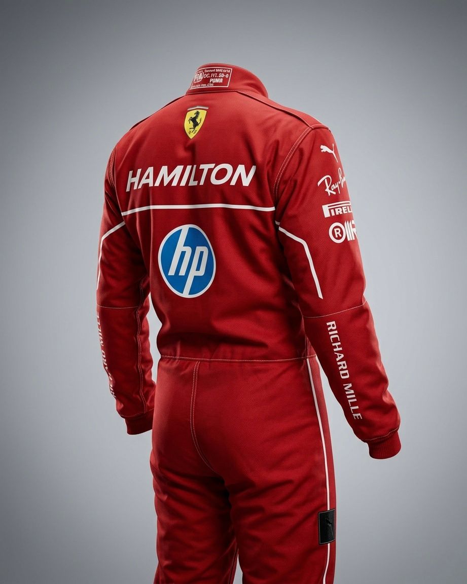 Lewis Hamilton Ferrari F1 Racing Kart Suit – Red Edition | Custom Go Kart Racing Suit - Image 5