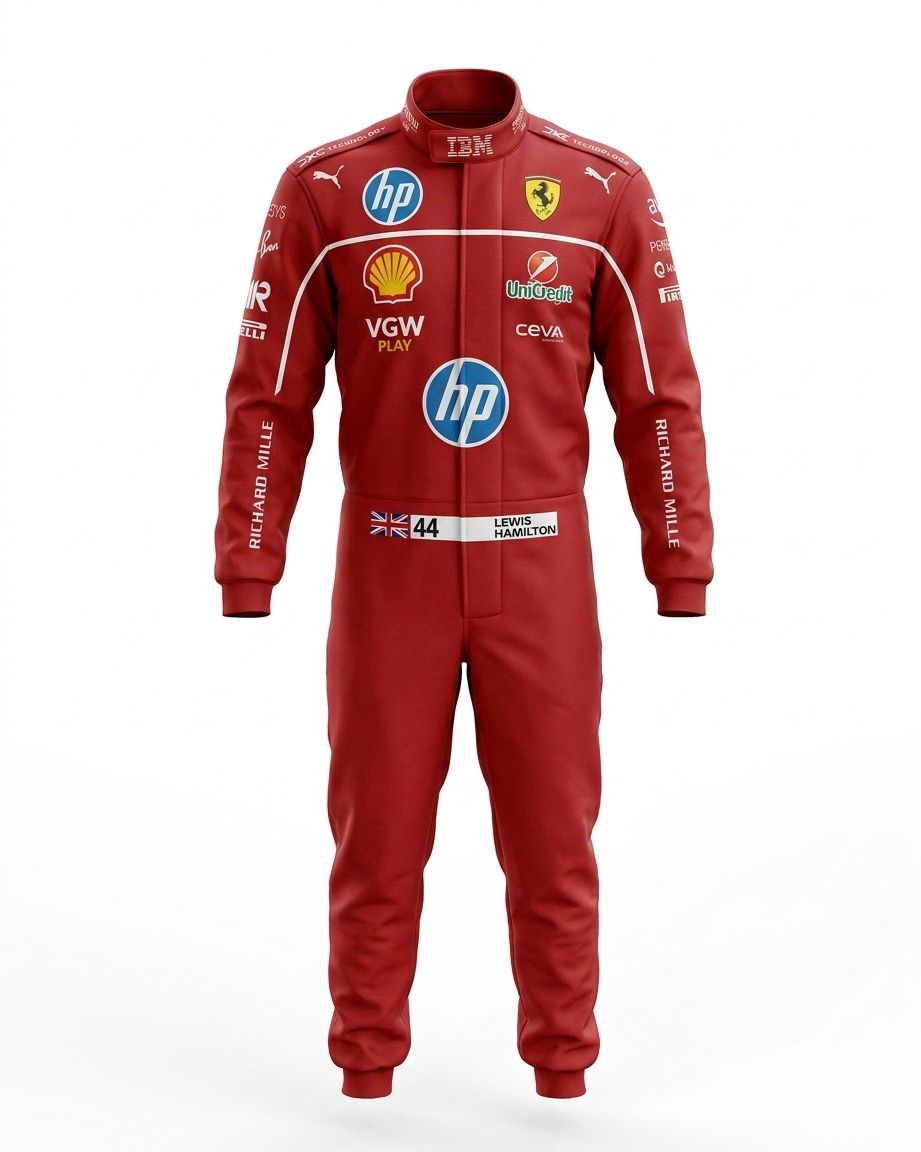 Lewis Hamilton Ferrari F1 Racing Kart Suit – Red Edition | Custom Go Kart Racing Suit - Image 6